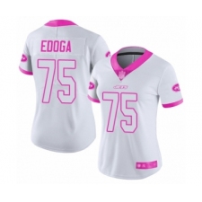 Women's New York Jets #75 Chuma Edoga Limited White Pink Rush Fashion Football Jersey