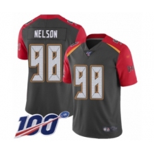Men's Tampa Bay Buccaneers #98 Anthony Nelson Limited Gray Inverted Legend 100th Season Football Jersey