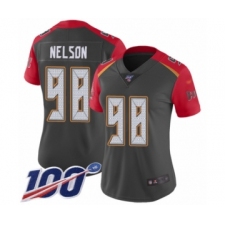 Women's Tampa Bay Buccaneers #98 Anthony Nelson Limited Gray Inverted Legend 100th Season Football Jersey