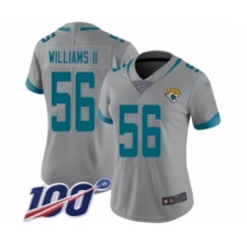 Women's Jacksonville Jaguars #56 Quincy Williams II Silver Inverted Legend Limited 100th Season Football Jersey