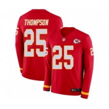 Men's Kansas City Chiefs #25 Darwin Thompson Limited Red Therma Long Sleeve Football Jersey
