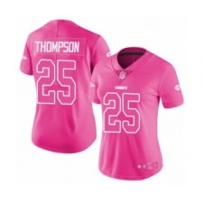 Women's Kansas City Chiefs #25 Darwin Thompson Limited Pink Rush Fashion Football Jersey