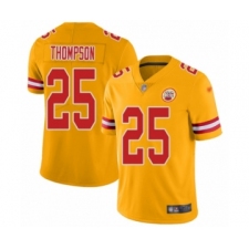 Youth Kansas City Chiefs #25 Darwin Thompson Limited Gold Inverted Legend Football Jersey