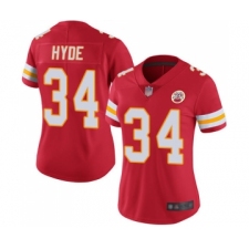 Women's Kansas City Chiefs #34 Carlos Hyde Red Team Color Vapor Untouchable Limited Player Football Jersey