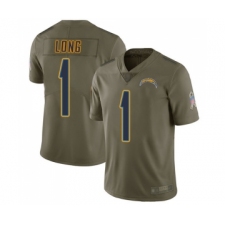Youth Los Angeles Chargers #1 Ty Long Limited Olive 2017 Salute to Service Football Jersey
