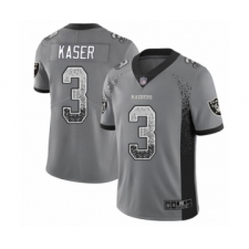 Men's Oakland Raiders #3 Drew Kaser Limited Gray Rush Drift Fashion Football Jersey