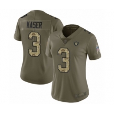 Women's Oakland Raiders #3 Drew Kaser Limited Olive Camo 2017 Salute to Service Football Jersey