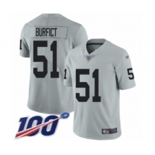 Youth Oakland Raiders #51 Vontaze Burfict Limited Silver Inverted Legend 100th Season Football Jersey