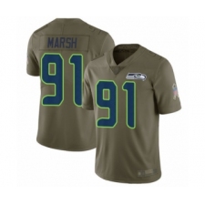 Men's Seattle Seahawks #91 Cassius Marsh Limited Olive 2017 Salute to Service Football Jersey