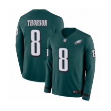 Men's Philadelphia Eagles #8 Clayton Thorson Limited Green Therma Long Sleeve Football Jersey