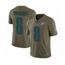 Men's Philadelphia Eagles #8 Clayton Thorson Limited Olive 2017 Salute to Service Football Jersey