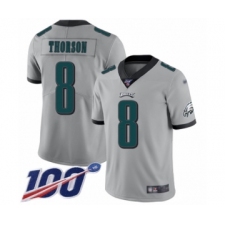 Youth Philadelphia Eagles #8 Clayton Thorson Limited Silver Inverted Legend 100th Season Football Jersey