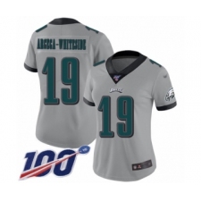 Women's Philadelphia Eagles #19 JJ Arcega-Whiteside Limited Silver Inverted Legend 100th Season Football Jersey