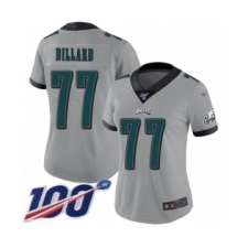 Women's Philadelphia Eagles #77 Andre Dillard Limited Silver Inverted Legend 100th Season Football Jersey