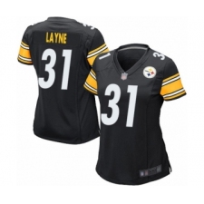 Women's Pittsburgh Steelers #31 Justin Layne Game Black Team Color Football Jersey