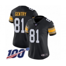Women's Pittsburgh Steelers #81 Zach Gentry Black Alternate Vapor Untouchable Limited Player 100th Season Football Jersey