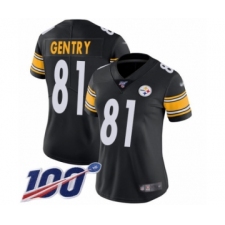 Women's Pittsburgh Steelers #81 Zach Gentry Black Team Color Vapor Untouchable Limited Player 100th Season Football Jersey