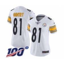Women's Pittsburgh Steelers #81 Zach Gentry White Vapor Untouchable Limited Player 100th Season Football Jersey