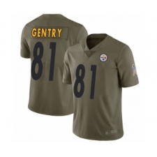 Youth Pittsburgh Steelers #81 Zach Gentry Limited Olive 2017 Salute to Service Football Jersey
