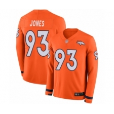 Men's Denver Broncos #93 Dre'Mont Jones Limited Orange Therma Long Sleeve Football Jersey