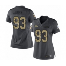 Women's Denver Broncos #93 Dre'Mont Jones Limited Black 2016 Salute to Service Football Jersey