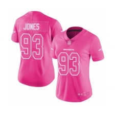 Women's Denver Broncos #93 Dre'Mont Jones Limited Pink Rush Fashion Football Jersey