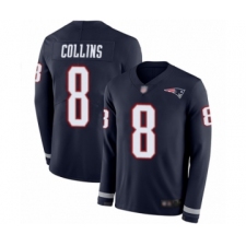 Men's New England Patriots #8 Jamie Collins Limited Navy Blue Therma Long Sleeve Football Jersey