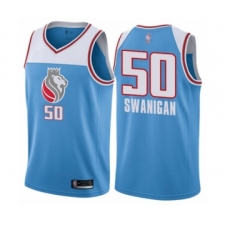 Youth Sacramento Kings #50 Caleb Swanigan Swingman Blue Basketball Jersey - City Edition