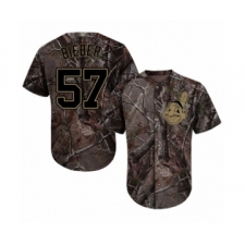 Youth Cleveland Indians #57 Shane Bieber Authentic Camo Realtree Collection Flex Base Baseball Jersey