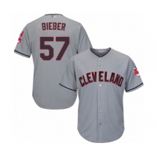 Youth Cleveland Indians #57 Shane Bieber Authentic Grey Road Cool Base Baseball Jersey