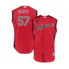 Youth Cleveland Indians #57 Shane Bieber Authentic Red American League 2019 Baseball All-Star Jersey