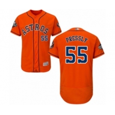Men's Houston Astros #55 Ryan Pressly Orange Alternate Flex Base Authentic Collection 2019 World Series Bound Baseball Jersey