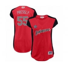 Women's Houston Astros #55 Ryan Pressly Authentic Red American League 2019 Baseball All-Star Jersey