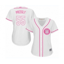 Women's Houston Astros #55 Ryan Pressly Authentic White Fashion Cool Base Baseball Jersey