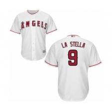 Youth Los Angeles Angels of Anaheim #9 Tommy La Stella Authentic White Home Cool Base Baseball Jersey