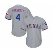 Youth Texas Rangers #4 Dak Prescott Authentic Grey Road Cool Base Baseball Jersey