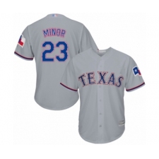 Youth Texas Rangers #23 Mike Minor Authentic Grey Road Cool Base Baseball Jersey