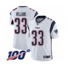 Men's New England Patriots #33 Joejuan Williams White Vapor Untouchable Limited Player 100th Season Football Jersey