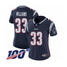 Women's New England Patriots #33 Joejuan Williams Navy Blue Team Color Vapor Untouchable Limited Player 100th Season Football Jersey
