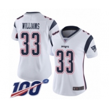Women's New England Patriots #33 Joejuan Williams White Vapor Untouchable Limited Player 100th Season Football Jersey