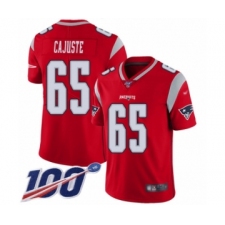 Men's New England Patriots #65 Yodny Cajuste Limited Red Inverted Legend 100th Season Football Jersey