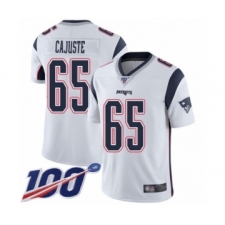 Men's New England Patriots #65 Yodny Cajuste White Vapor Untouchable Limited Player 100th Season Football Jersey