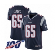 Youth New England Patriots #65 Yodny Cajuste Navy Blue Team Color Vapor Untouchable Limited Player 100th Season Football Jersey