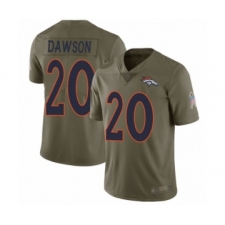 Men's Denver Broncos #20 Duke Dawson Limited Olive 2017 Salute to Service Football Jersey