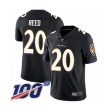 Men's Baltimore Ravens #20 Ed Reed Black Alternate Vapor Untouchable Limited Player 100th Season Football Jersey