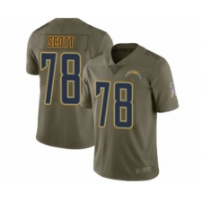 Men's Los Angeles Chargers #78 Trent Scott Limited Olive 2017 Salute to Service Football Jersey