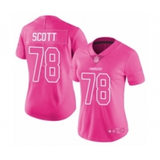 Women's Los Angeles Chargers #78 Trent Scott Limited Pink Rush Fashion Football Jersey