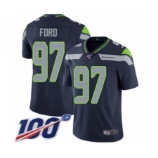 Youth Seattle Seahawks #97 Poona Ford Navy Blue Team Color Vapor Untouchable Limited Player 100th Season Football Jersey