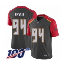 Men's Tampa Bay Buccaneers #94 Carl Nassib Limited Gray Inverted Legend 100th Season Football Jersey