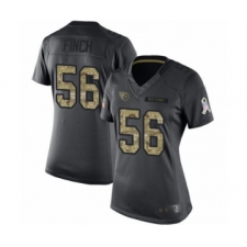 Women's Tennessee Titans #56 Sharif Finch Limited Black 2016 Salute to Service Football Jersey